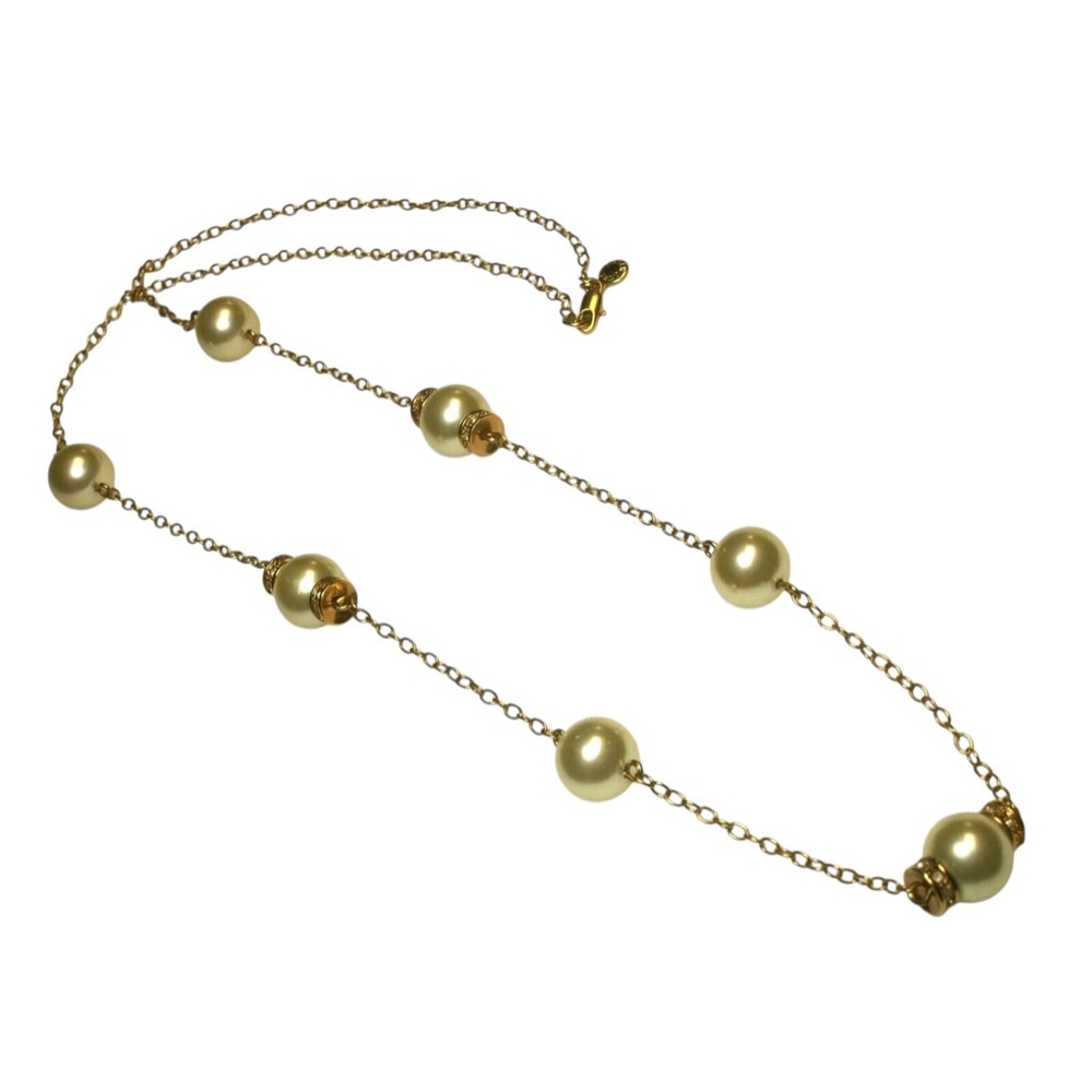 J. Crew 30” Gold, Rhinestone and Pearl Necklace 2274 - Picture 3 of 9